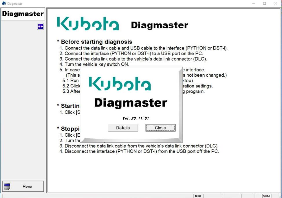 2022 Kubota Takeuchi DiagMaster Level 6 20.11.01 Installation Service