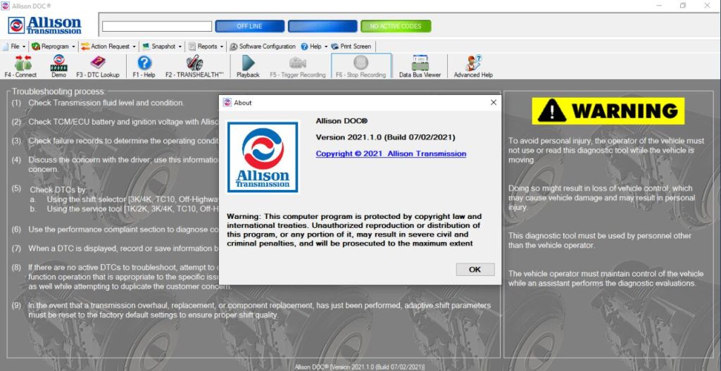Allison DOC 2021+ GEN5 Transmission Diagnostic Software Download and