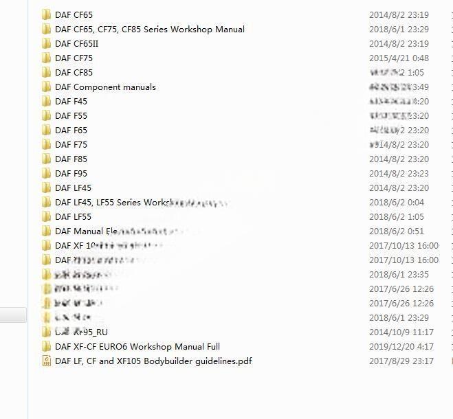 Workshop Service Manual PDF Update 2019 for DAF Truck