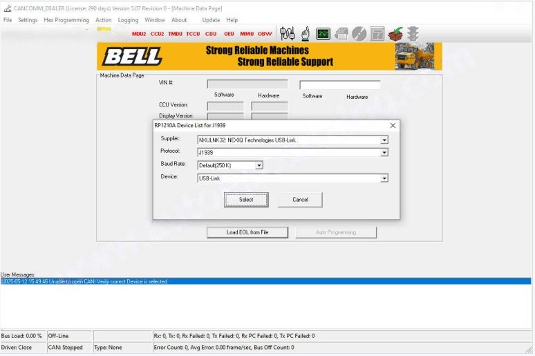 Bell Cancomm 5.07.0 Dealer Heavy Machinery Diagnostic Software Installation Service