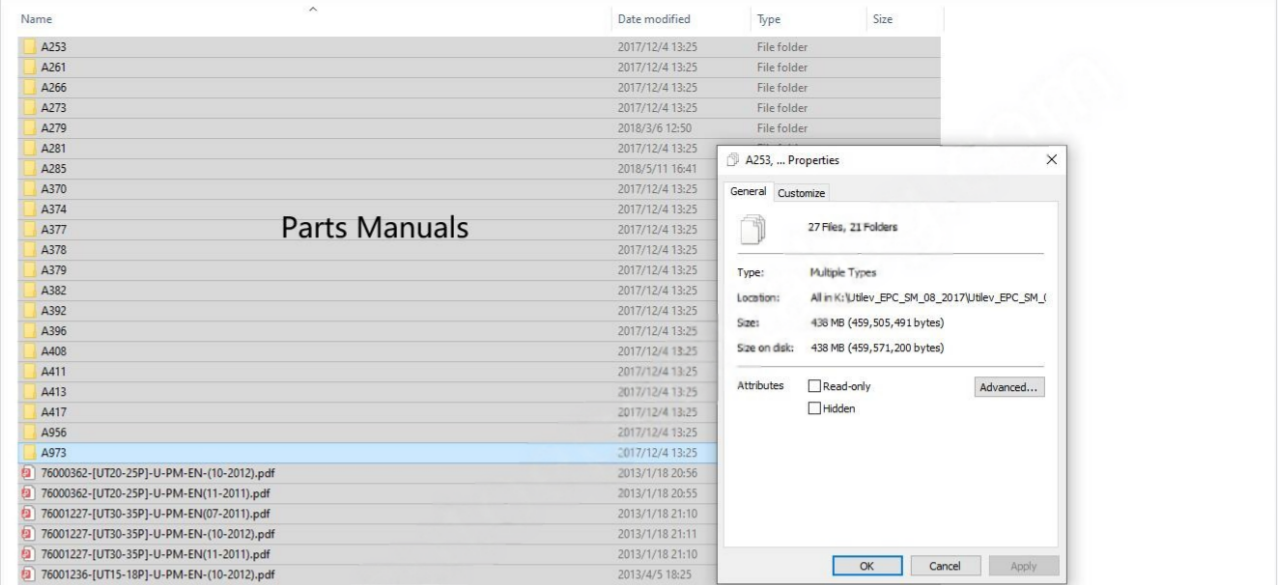 Utilev Forklift A Series EPC+Service Operator Manuals PDF Download - Image 3