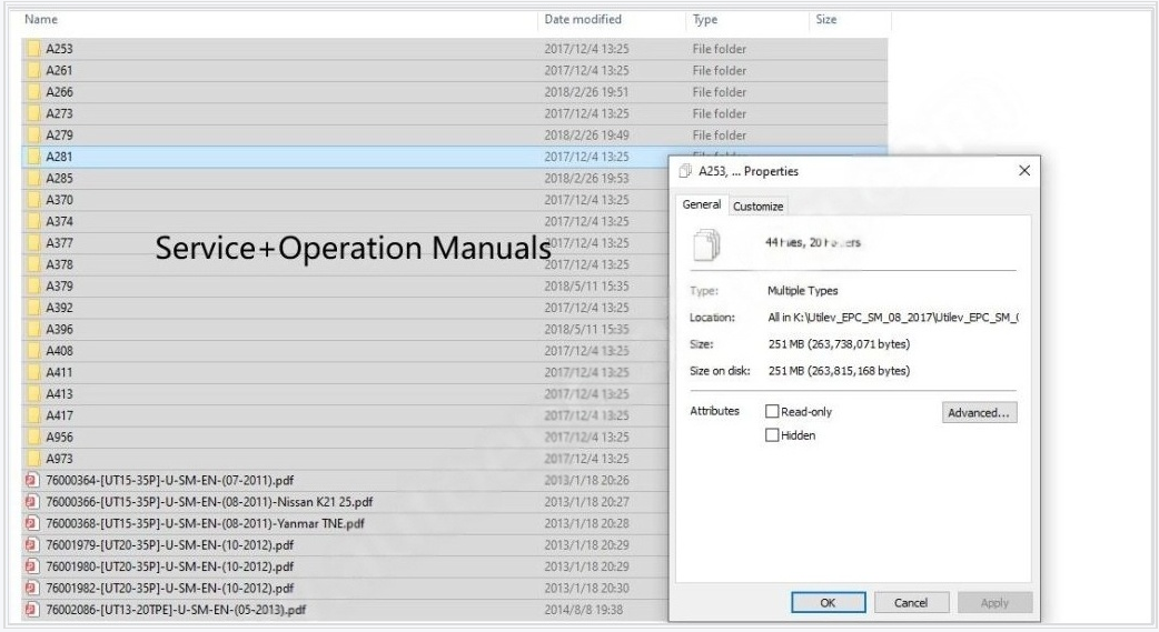 Utilev Forklift A Series EPC+Service Operator Manuals PDF Download - Image 4